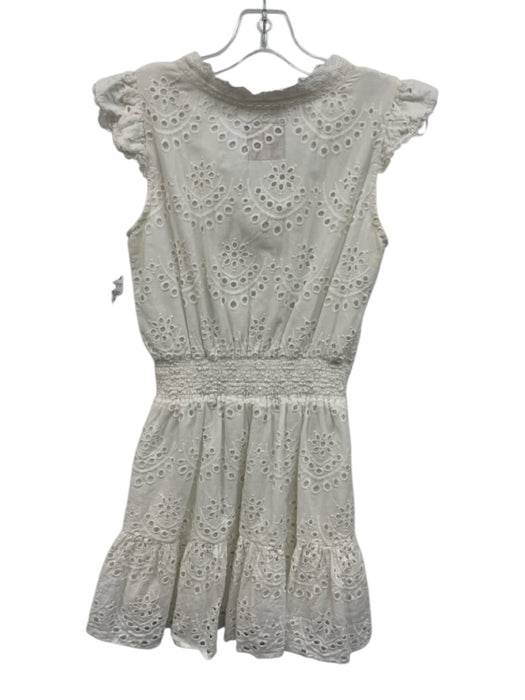 Bell Size XS White Cotton Cap Sleeve Tassel Tie Detail Broderie Anglaise Dress White / XS