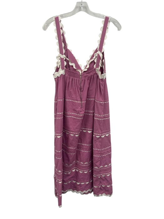 Sofie the Label Size S Pink & White Cotton Ric Rac Sleeveless Midi Dress Pink & White / S