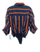 Staud Size M Navy Blue & Orange Cotton Striped Bodysuit Top Navy Blue & Orange / M