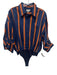 Staud Size M Navy Blue & Orange Cotton Striped Bodysuit Top Navy Blue & Orange / M