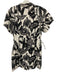 Marie Oliver Size 1 Black & White Cotton Button Front Drawstring Waist Dress Black & White / 1