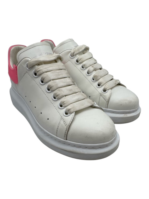Alexander McQueen Shoe Size 38 White & Pink Leather Oversized Low Top Sneakers White & Pink / 38