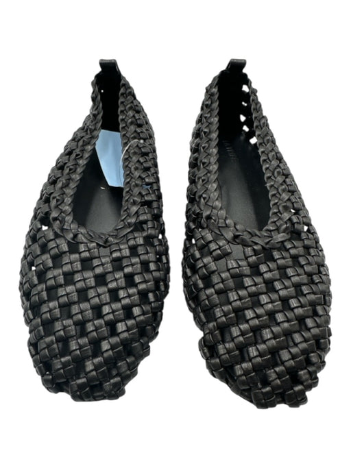 LA Tribe Shoe Size 39 Black Leather Woven Flats Black / 39