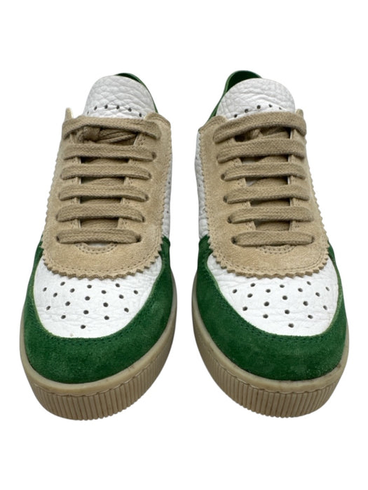 Pedro Garcia Shoe Size 38 White & Green Leather Perforated Low Top Shoes White & Green / 38