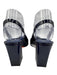 Santoni Shoe Size 37.5 Navy Blue Patent Leather Square Toe Slingback Pumps Navy Blue / 37.5