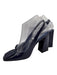 Santoni Shoe Size 37.5 Navy Blue Patent Leather Square Toe Slingback Pumps Navy Blue / 37.5