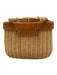 J. McLaughlin Beige & Brown Straw goldtone hardware Bamboo Handle Wicker Bag Beige & Brown
