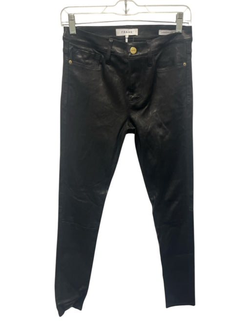 Frame Size 26 Black Lamb leather Mid Rise Skinny Pants Black / 26