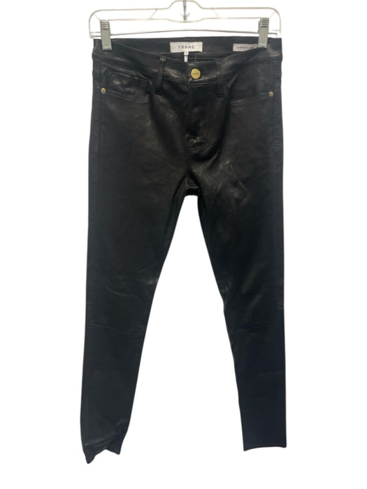 Frame Size 26 Black Lamb leather Mid Rise Skinny Pants Black / 26