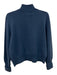 Akris Size 12 Blue Cashmere Snaps Front Pockets Long Sleeve Cardigan Blue / 12