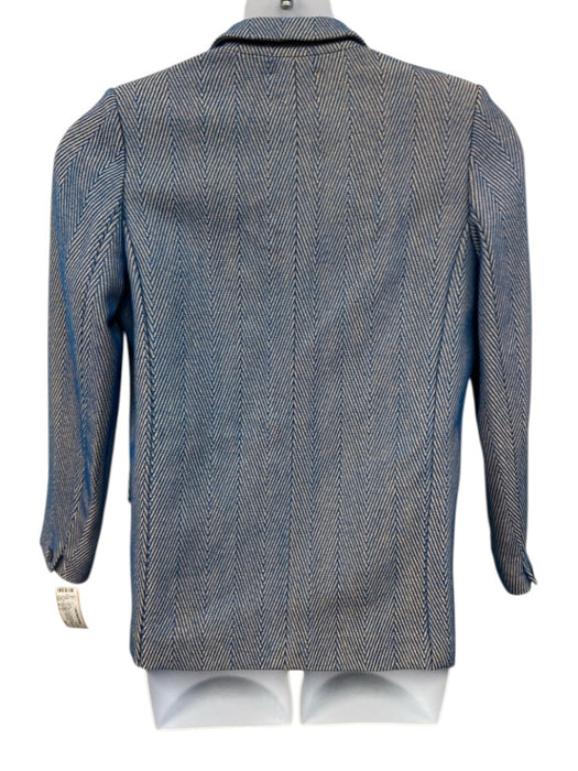Forte Forte Size M / 2 Blue Print Cotton Blend Herringbone Double Breast Jacket Blue Print / M / 2