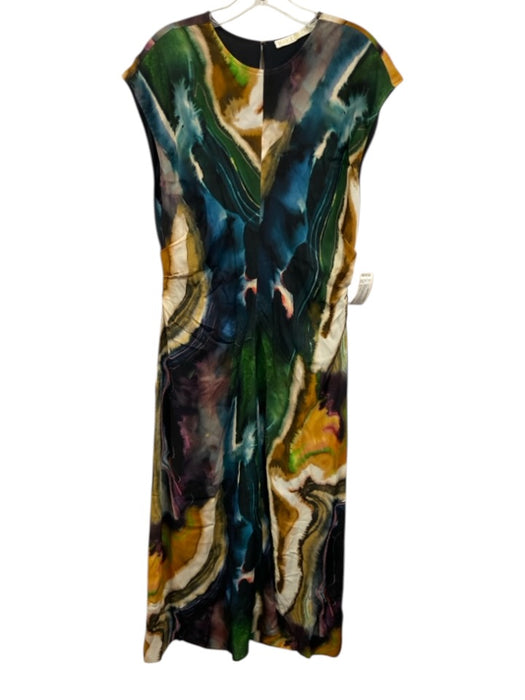 Marie Oliver Size L Blue, Green, Multi Viscose Back Zip Abstract Dress Blue, Green, Multi / L