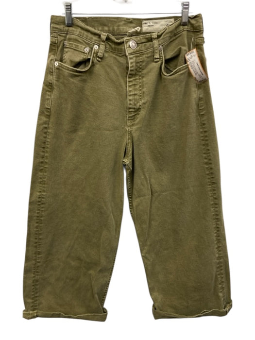 Rag & Bone Size 29 Moss Green Cotton Denim Wide Leg Crop High Rise Jeans Moss Green / 29