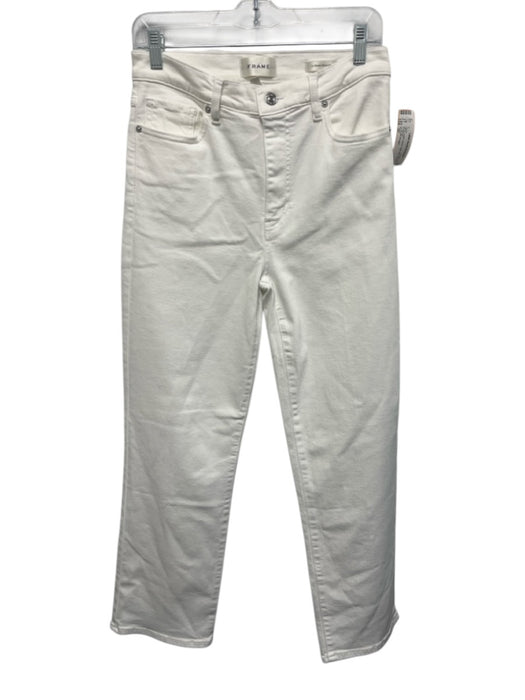Frame Size 29 White Cotton Denim High Rise Straight Jeans White / 29