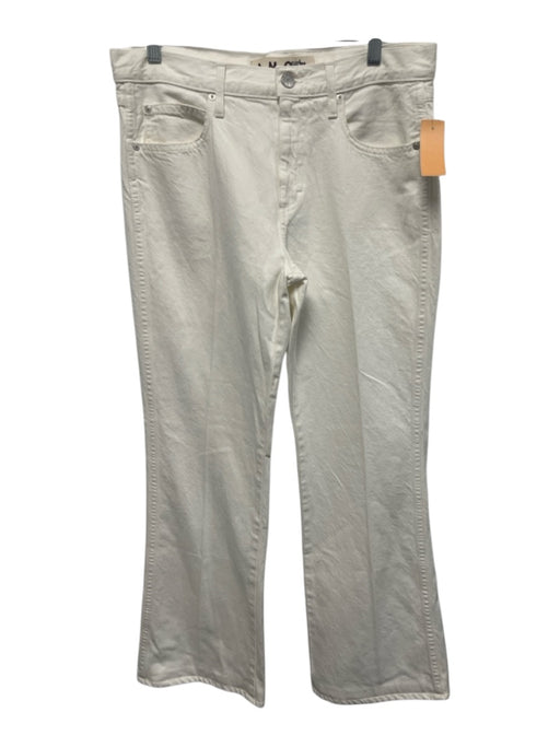 AMO Size 28 White Cotton Denim Mid Rise Boot Cut Jeans White / 28
