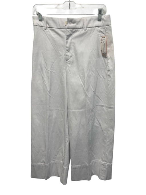 Spanx Size M White Cotton Blend Stretch Wide Leg Crop Pants White / M