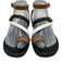 Hermes Shoe Size 37 Black, White, Tan Leather Color Block Strappy Logo Sandals Black, White, Tan / 37