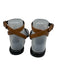 Hermes Shoe Size 37 Black, White, Tan Leather Color Block Strappy Logo Sandals Black, White, Tan / 37