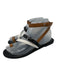 Hermes Shoe Size 37 Black, White, Tan Leather Color Block Strappy Logo Sandals Black, White, Tan / 37