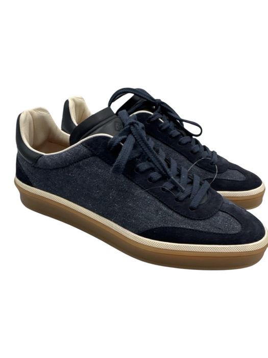 Loro Piana Shoe Size 38 Navy Blue & Brown Suede & Denim Laces Sneakers Navy Blue & Brown / 38