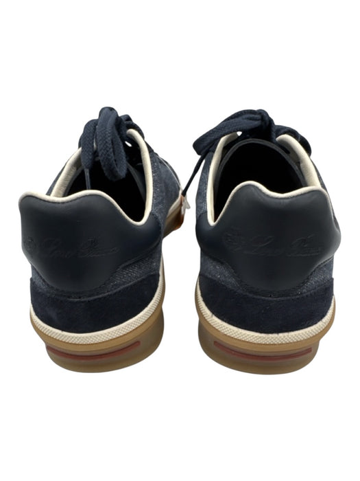 Loro Piana Shoe Size 38 Navy Blue & Brown Suede & Denim Laces Sneakers Navy Blue & Brown / 38