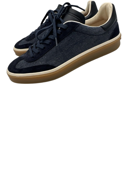 Loro Piana Shoe Size 38 Navy Blue & Brown Suede & Denim Laces Sneakers Navy Blue & Brown / 38