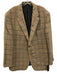 Hickey Freeman Tan & Gray Print Cashmere Plaid 2 Button Men's Blazer Tan & Gray Print / Est L