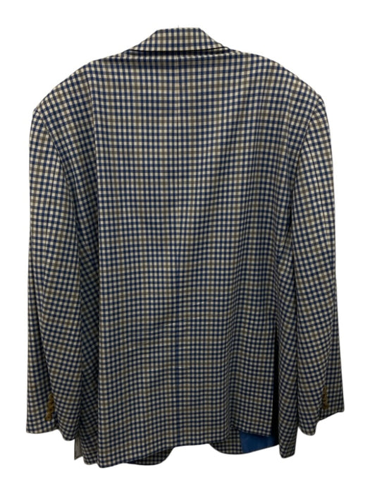Hickey Freeman Blue & White Plaid 2 Button Men's Blazer Blue & White / Est L