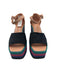 Hermes Shoe Size 38 Black Pink & Teal Foam & Leather Stripe Platform Sandals Black Pink & Teal / 38