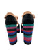 Hermes Shoe Size 38 Black Pink & Teal Foam & Leather Stripe Platform Sandals Black Pink & Teal / 38