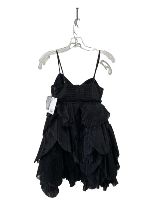 Aje. Size 0 Black Linen Blend layered Pleated Spaghetti Strap Mini Dress Black / 0