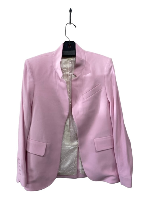 Zadig & Voltaire Size 38 Pink Acetate Blend Shoulder Pads Faux Pockets Jacket Pink / 38