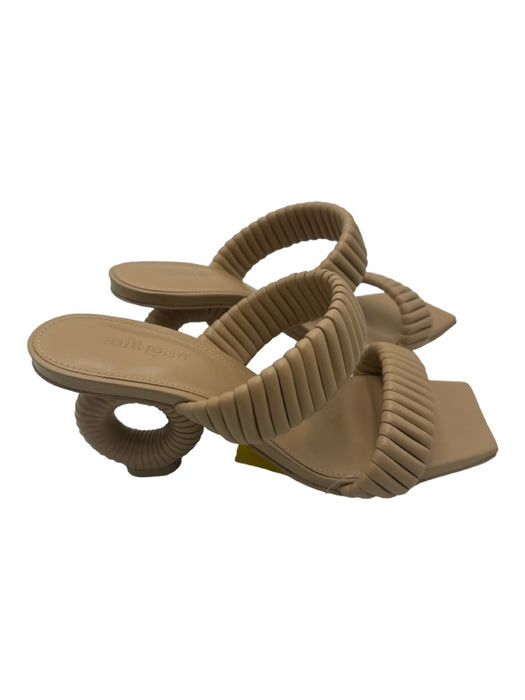 Cult Gaia Shoe Size 37.5 Tan Leather Stripe Heel Detail Sandal Pumps Tan / 37.5