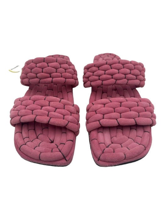 Dries Van Noten Shoe Size 37.5 Pink Suede Woven Flat Two Strap Slides Sandals Pink / 37.5