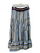 Silvia Tcherassi Size L Blue, Brown, Beige Cotton Vertical Stripes Tiered Skirt Blue, Brown, Beige / L