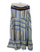 Silvia Tcherassi Size L Blue, Brown, Beige Cotton Vertical Stripes Tiered Skirt Blue, Brown, Beige / L