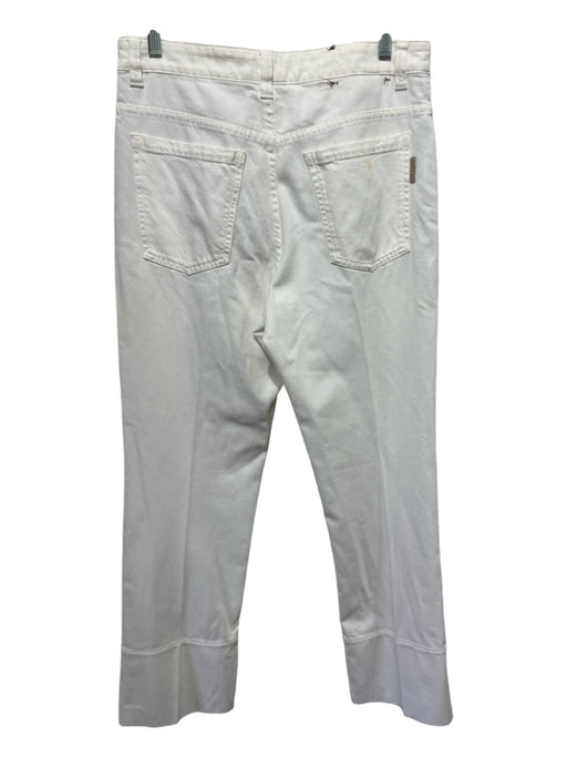 Brunello Cucinelli Size 8 White Cotton Denim Mid Rise Kick Flare Jeans White / 8