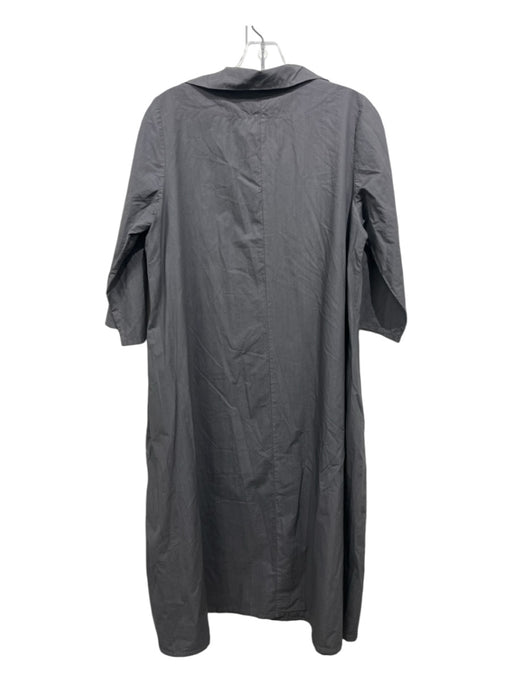 Labo.art Size 1 Gray Cotton V Neck Collar Oversized 3/4 Sleeve Dress Gray / 1