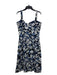 Veronica Beard Size 12 Navy Blue, White, Green Linen & Viscose Floral Midi Dress Navy Blue, White, Green / 12