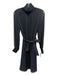 Lafayette 148 Size M Black Silk Turtle Neck Sash Long Sleeve Midi Dress Black / M