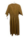 Momoni Size 46/XL Mustard Brown Cotton V Neck Half Sleeve Midi Dress Mustard Brown / 46/XL