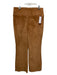 SPRWMN Size L Camel Brown Cotton Blend Corduroy Elastic Waist Cropped Pants Camel Brown / L