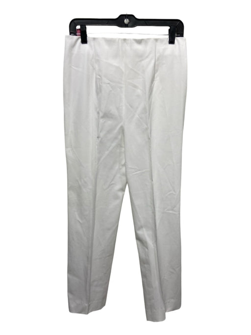 Pearl by Lela Rose Size 8 White Cotton Blend Side Zip Front Seam Cropped Pants White / 8