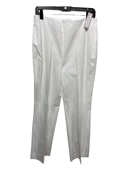 Pearl by Lela Rose Size 8 White Cotton Blend Side Zip Front Seam Cropped Pants White / 8