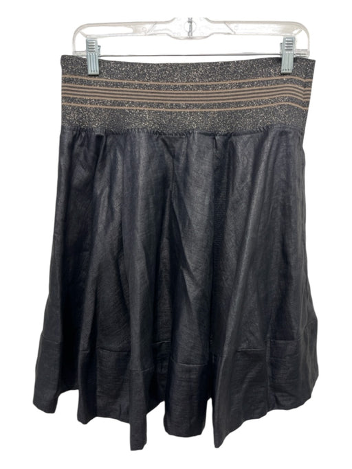 Brunello Cucinelli Size 8 Soft Black & Taupe Linen & Polyamide Knee Length Skirt Soft Black & Taupe / 8