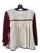 Carolina K Size S Cream & Burgundy Print Cotton Embroidered Tie Front Top Cream & Burgundy Print / S