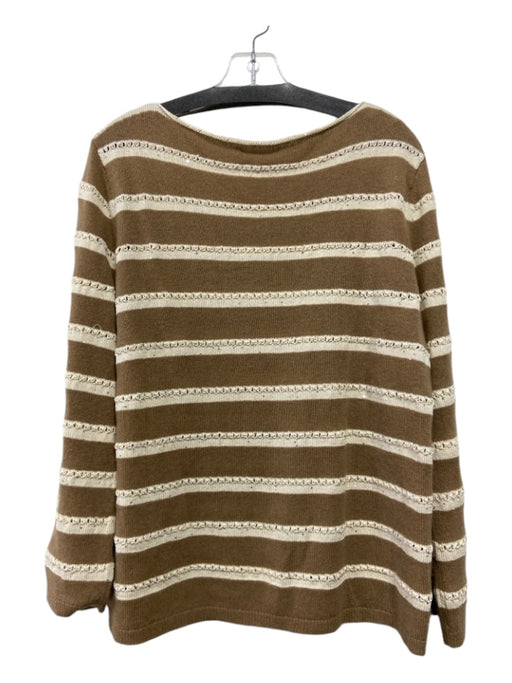 Lafayette 148 Size M Brown & Cream Cotton & Cashmere Blend Seqiun Stripe Sweater Brown & Cream / M