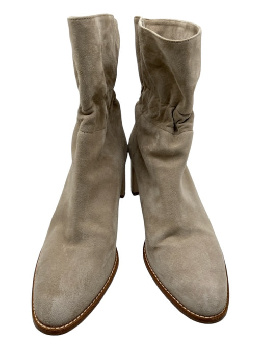 Marion Parke Shoe Size 38 Beige Suede Elastic Ankle Almond Toe Pump Booties Beige / 38