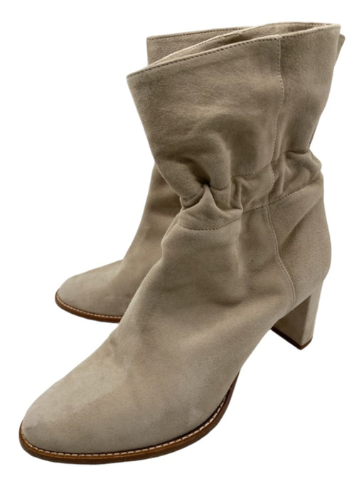 Marion Parke Shoe Size 38 Beige Suede Elastic Ankle Almond Toe Pump Booties Beige / 38