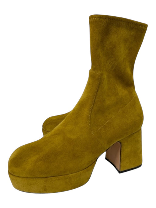 Silent D Shoe Size 38 Mustard Yellow Faux Suede Square Toe Platform Booties Mustard Yellow / 38